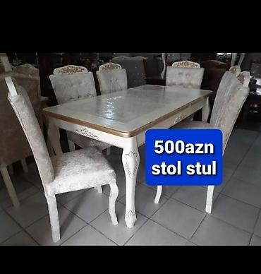 tek stolar: Qonaq otağı üçün, Yeni, Açılmayan, Dördbucaq masa, 6 stul — 3