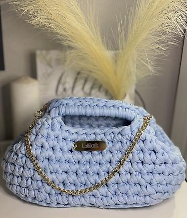 koton torbe: Ručna torba “Lolliknit” – pletena od mekanog, debljeg pamučnog konca u — 1