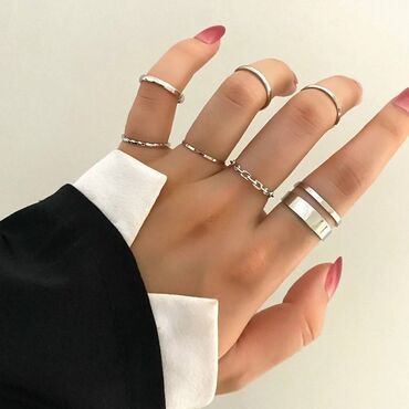 swarovski кольцо: Кольцо, набор, 7 шт, модное, индивидуальное, повседневное, хип-хоп