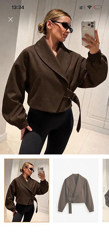 Qadın üst geyimi – qısa kardyqan/yaqalı jaket - Rəng: tünd qəhvəyi -