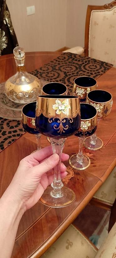 şirniyat qabları: Qədəhlər, rəng - Göy, Şüşə, 6 ədədli dəst, 250 ml, Çexiya — 2