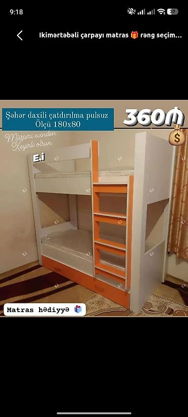 kravat 2 mertebe: İkimərtəbəli uşaq çarpayısı – ölçü 180x80. - Rəng seçimi mövcuddur — 1