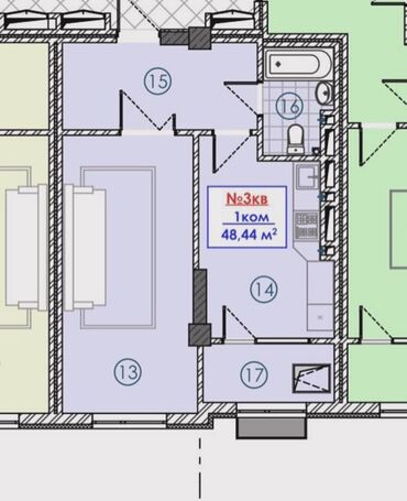 Продажа квартир: 1 комната, 48 м², Элитка, 2 этаж, ПСО (под самоотделку)