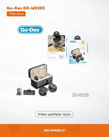 Kompüter ehtiyyat hissələri: Mikrofon Go-Des GD-WS305 🔸 Video çəkilişlər üçün 🔸 Portlar: Type-C və