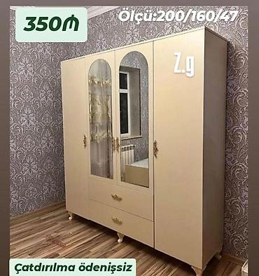 Üç qapılı paltar şkafı - Rəng: krem - Ölçü: 200/160/47