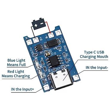 perforator satilir: USB modul Type-C girişli litium-ion (Li-ion) batareya doldurma modulu — 3