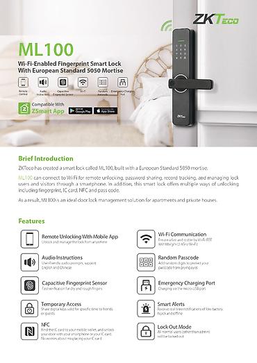 Qapı zamokları: "ZKTeco" - Çin brendi və Çin istehsalı.! Ağıllı Kilid "ML100" ZKTeco — 9