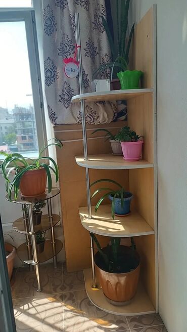 Этажерки для цветов: Стеклянная подставка для растений с тремя круглыми полками из — 6