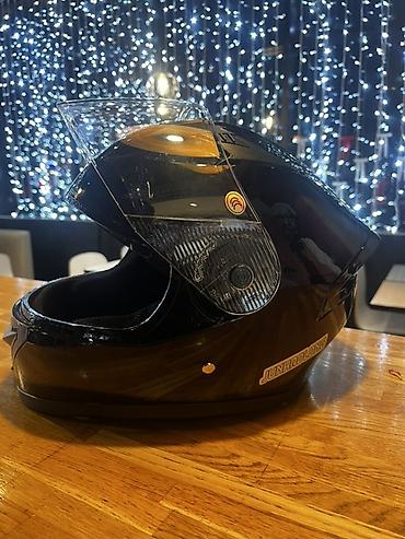 top riding: Мотошлем JUNHAOLONG, интегрального типа (full-face), черный глянец — 1