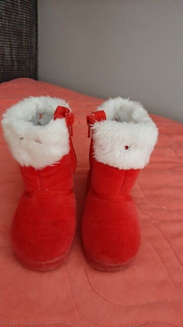 zenski komplet vuna moher: Čizme za sneg, Veličina: 23, bоја - Crvena
