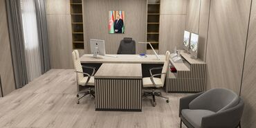 Sifarişlə ofis dəst mebeli: Mebel istehsalı və quraşdırma xidməti - Ofis masaları: İki rəngli — 107