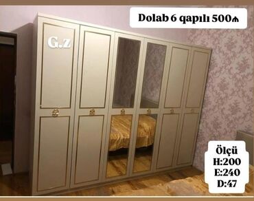 Masa və oturacaq dəstləri: *Dolab 6 qapılı 500Azn* *İstehsal Rusiya Laminat 18/lik qalınlıqda*
