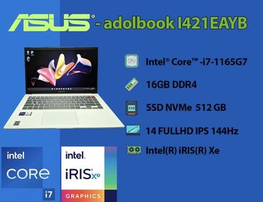 запчасть ноутбук asus: Ноутбук, Asus, 16 ГБ ОЭТ, Intel Core i7, Жаңы, Оюндар үчүн, эс тутум SSD