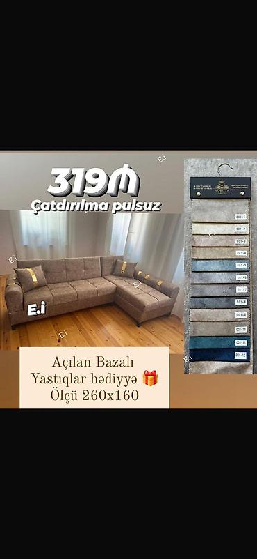 Künc divan – açılan, bazalı model - Ölçü: 260x160 sm - Yastıqlar — 1