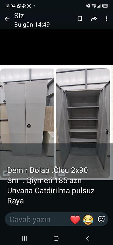 Demir dolab - Ölçü: 2x90 sm - Rəng: boz - Material: metal/demir