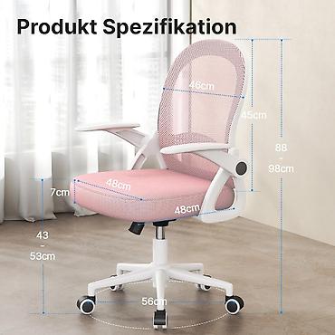 beli fiokar: Ergonomska radna stolica – roze, mrežasta - Dimenzije: ukupna visina — 1