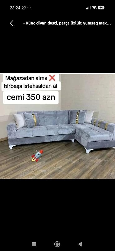 Künc divan dəsti – parça üzlüklü, yumşaq məxmər effektli material lalafo.az -da Künc divan dəsti – parça üzlüklü, yumşaq məxmər effektli material