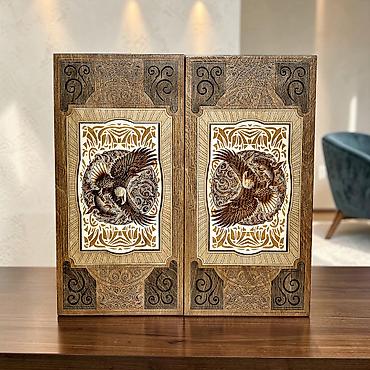 Нарды: Резные нарды «Орел» - Материал: натуральное дерево (корпус и поле) — 2