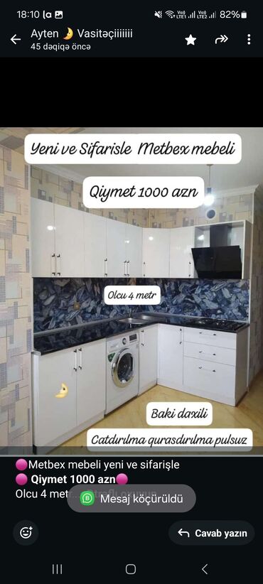 kuxna divanlari: 🟣Metbex mebeli yeni ve sifarişle 🟣 *Qiymet 1000 azn*🟣 Olcu 4 metr