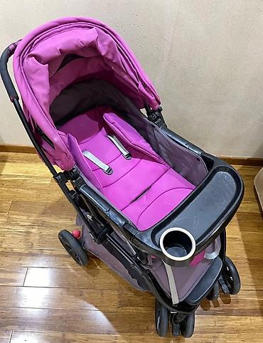 Uşaq arabası – “The First Class”, çəhrayı/boz rəng. Xüsusiyyətlər: -