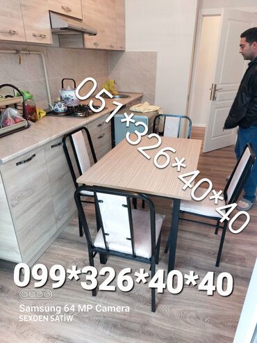 Masa və oturacaq dəstləri: Mətbəx üçün, Yeni, Dördbucaq masa, 4 stul — 3