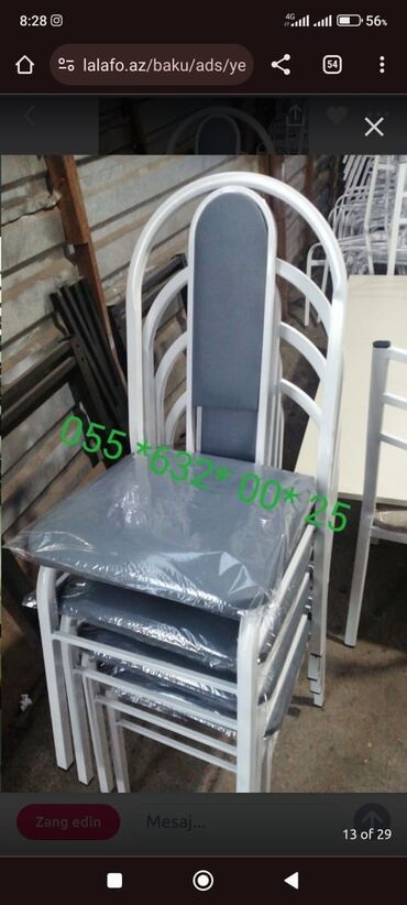 Sifarişlə restoran stulları: Metal, Azərbaycan, Parça, Pulsuz quraşdırılma, Zəmanətli, Kredit yoxdur -da lalafo.az — 15 Sifarişlə restoran stulları: Metal, Azərbaycan, Parça, Pulsuz quraşdırılma, Zəmanətli, Kredit yoxdur — 15