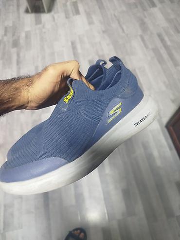 скетчерс мужские: Мужские кроссовки, 42, Skechers, Б/у, цвет - Синий, Платная доставка — 1
