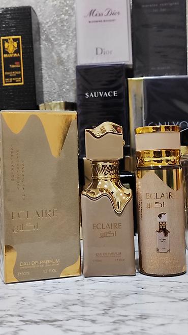 ikili dest: Lattafa Eclaire ikili dəst parfüm+ bədən spreyi Vanilli aq şokoladlı — 1
