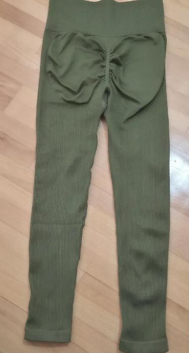 Helanke, biciklistički šortsevi: Ženske sportske helanke – maslinasto zelene - Visok struk sa širokim — 8