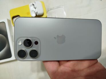 спортивные наушники бишкек: IPhone 15 Pro Max, Колдонулган, 256 ГБ, Natural Titanium, Кулакчындар, Заряддоочу түзүлүш, Коргоочу айнек, 96 %