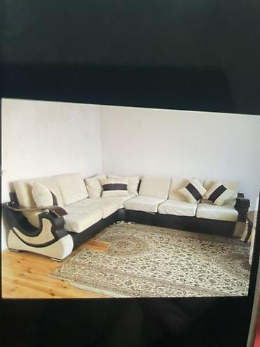 xalca satilir: Künc divan dəsti – bej və qəhvəyi rəng kombinasiyası - L formalı — 1
