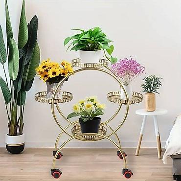 Тележки-органайзеры на колесах: Этажерка для цветов (белая): Элегантная белая этажерка для комнатных — 2