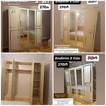 qapil: Yeni, 4 qapılı, Güzgülü, Bej, Açılan, Düz dolab — 1
