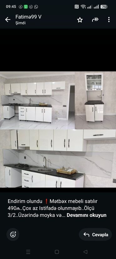 реставрация старой мебели в баку: Endirim olundu ❗Mətbəx mebeli satılır 490₼. Çox az Istifadə