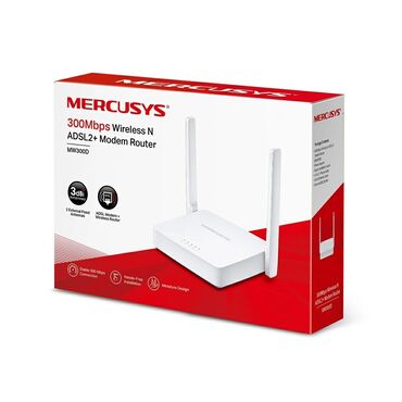 Modemlər və şəbəkə avadanlıqları: Wi-Fi router MERCUSYS MW300D(EU) 300MBPS WIRELESS N ADSL2+MODEM ROUTER