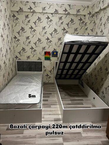 трансформер кровать: Təknəfərlik çarpayı, Bazalı, Matras ilə, Siyirməsiz