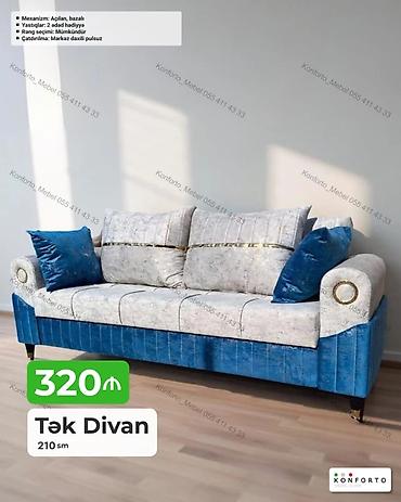 Tək divan – 210 sm - Mexanizm: açılan, bazalı (yataq funksiyalı, altı