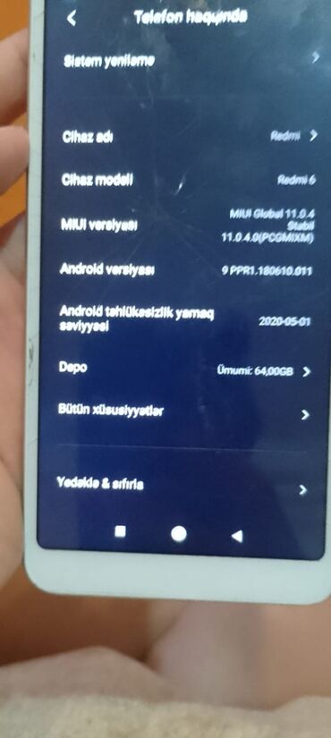 işlənmiş soba: Redmi 6, 64 GB, Qırıq, Barmaq izi