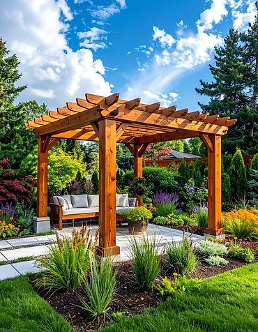 Sifarişlə digər bağ mebeli: Açıq məkan üçün taxta pergola - İstifadə sahəsi: həyət, bağ, teras — 4