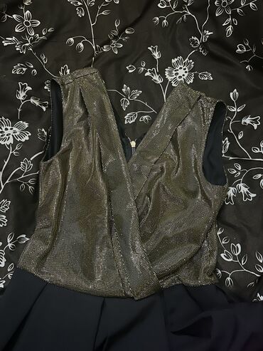 женское платье трансформер: Zərif gecə/libas - Üst hissə: parlaq qızılı-metal rəngli, teksturalı