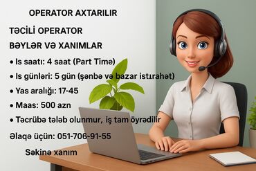 Avtobiznes, servis xidmətləri: Çağrı mərkəzi operatoru tələb olunur, 18-29 yaş, Təcrübəsiz, Aylıq ödəniş