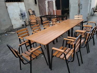 Bağ, çöl masa və oturacaq dəstləri: Yeni, Dördbucaq masa, 6 stul, Açılmayan, Stullar ilə, Taxta, Azərbaycan — 7