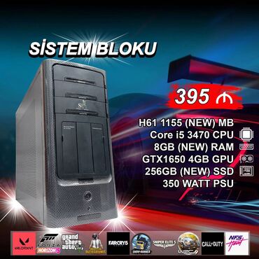 Masaüstü kompüterlər və iş stansiyaları: Oyun üçün Kompüter "Gaming Core i5 3470 GTX1650” ⭐Tək Sistem Bloku –