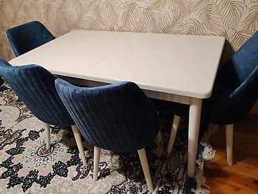набор ножей: Masa–stul dəsti - Masa: MDF boyalı, Aytaşı rəngi. Ölçü: 160/200 x 90 — 1