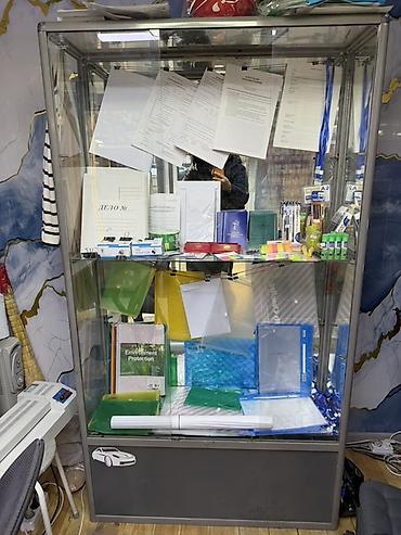 Витрина со школьно-офисными принадлежностями и бланками Состав