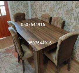 Masa və oturacaq dəstləri: Qonaq otağı üçün, Yeni, Açılmayan, Dördbucaq masa, 6 stul — 20