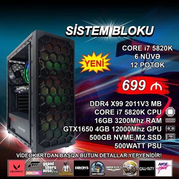 monoblok komputerler: Sistem Bloku "Revenge DDR4 Gaming Core i7 5820K GTX1650” ⭐Tək Sistem