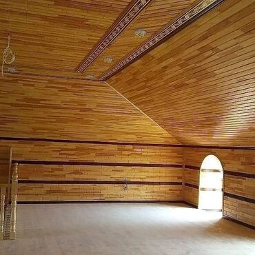 Taxta-şalban: Taxta daxili bəzək və pilləkən işləri - Material: təbii ağac (tavan