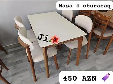 masa ve oturacag: Mətbəx/qonaq otağı üçün masa və 4 ədəd stul dəsti - Dəst: 1 masa + 4 — 3