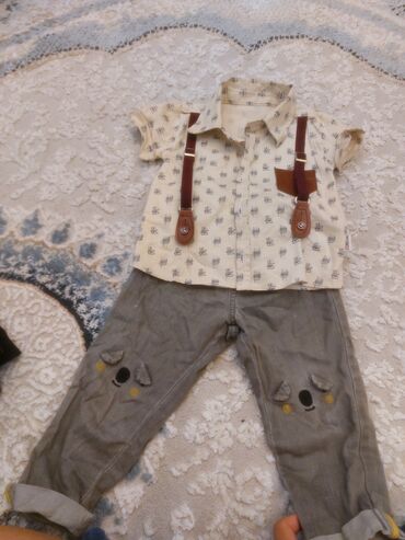 Cinslər və şalvarlar: Uşaq üçün denim şalvar dəsti - 4 fərqli model: 1) Tünd mavi, yarı — 19